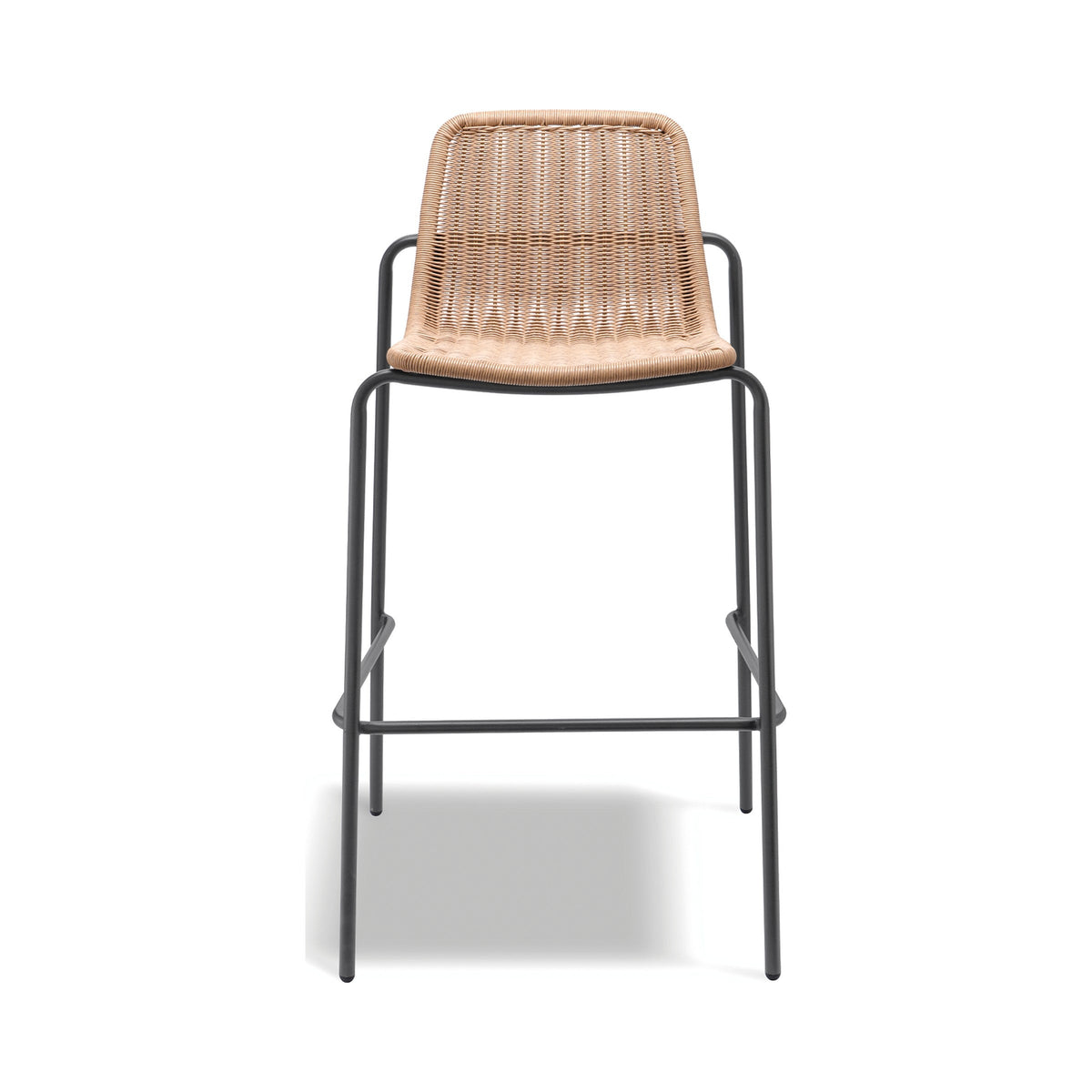 Cenote bar stool with charcoal frame, front view