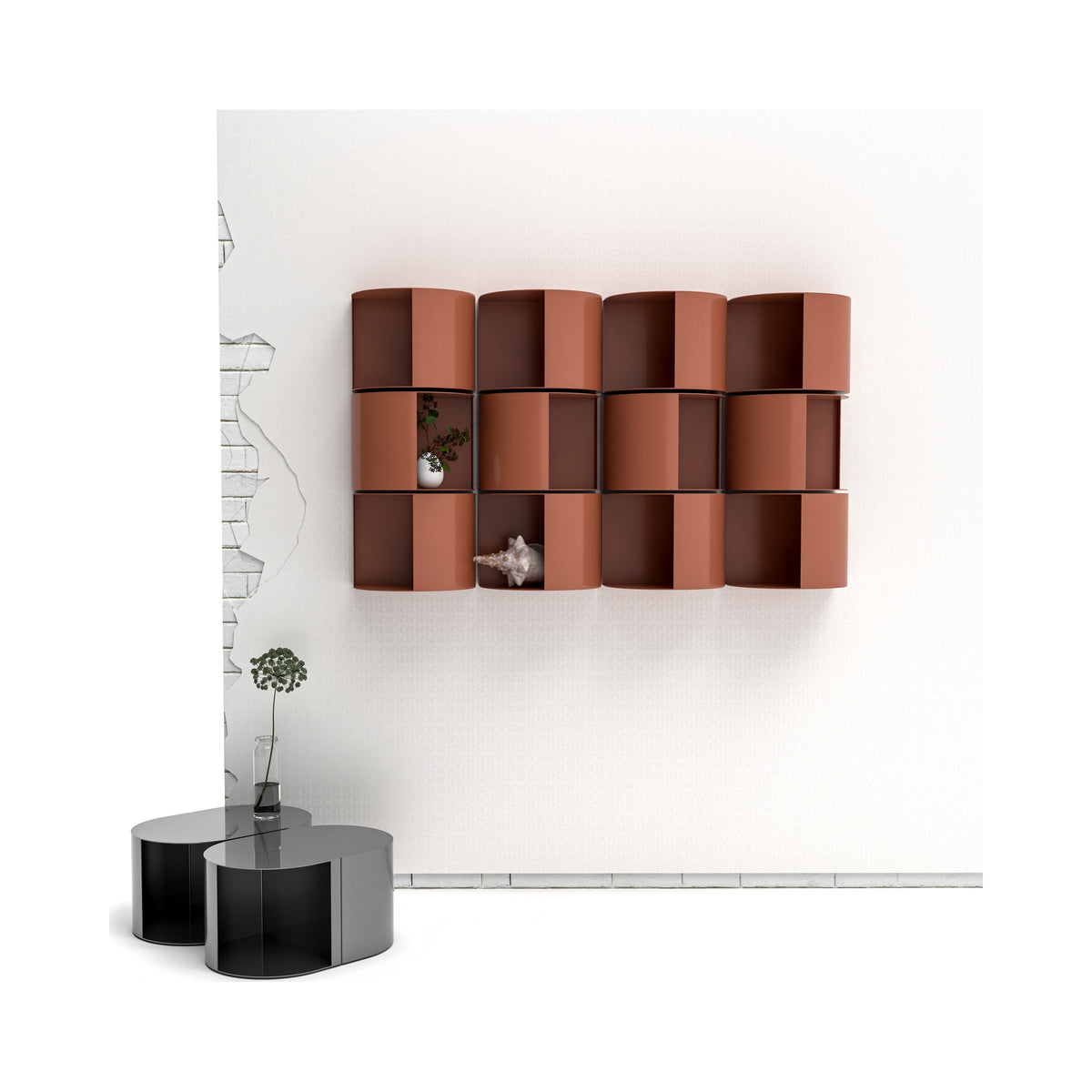CLOUT wall shelf in terracotta