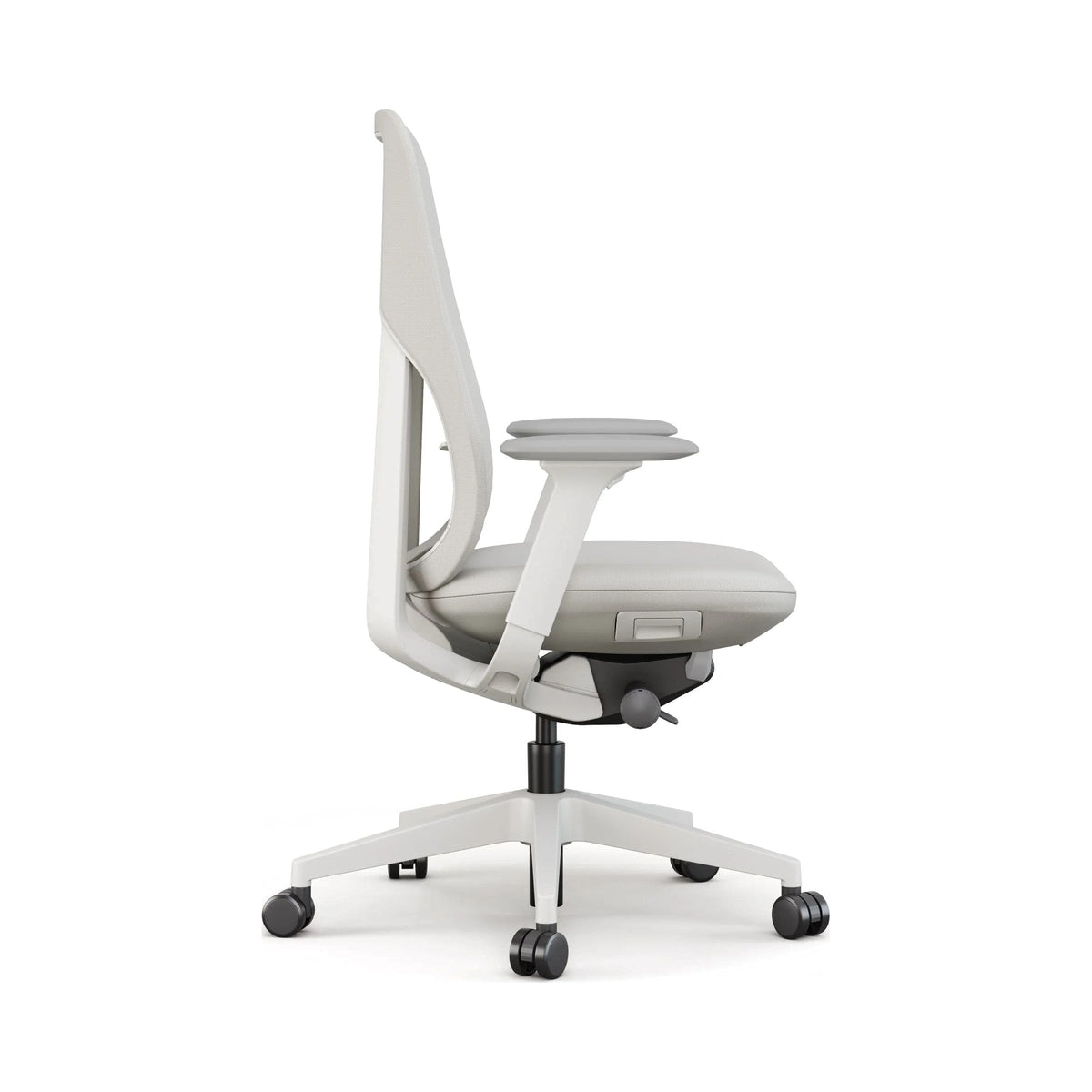 Coast task chair in grey on a white frame