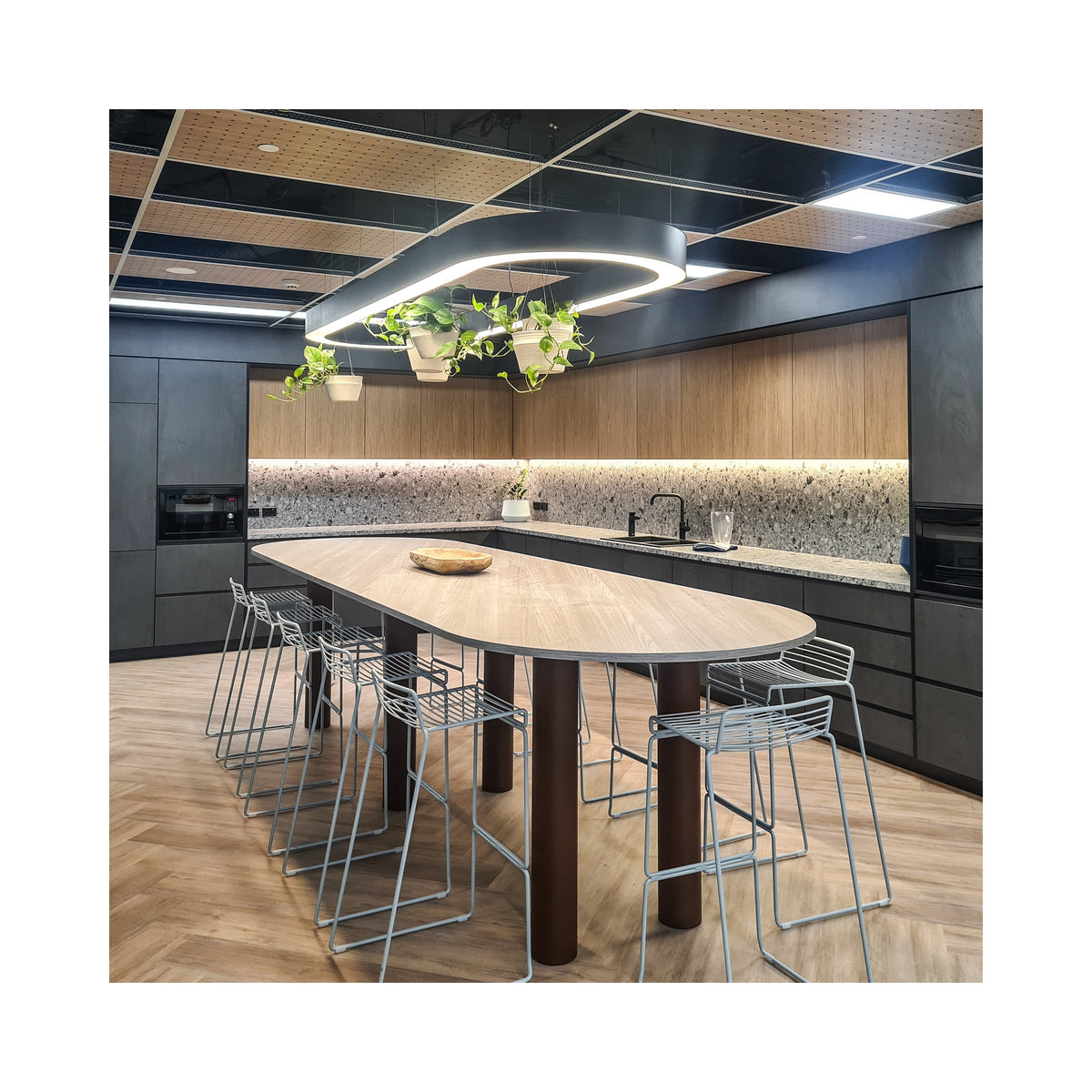 COLUMN bar table in a kitchen