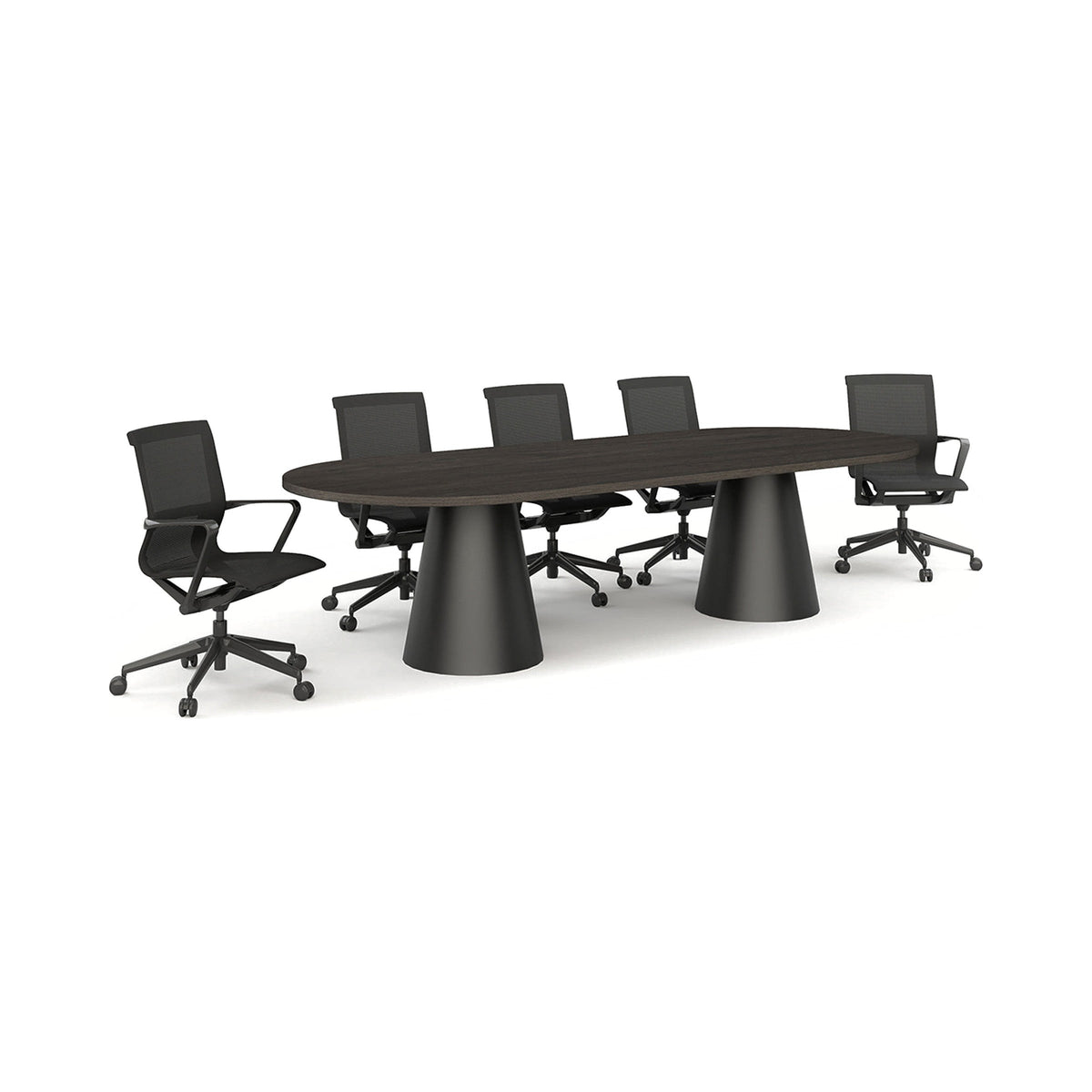 Cone pill-shaped meeting table in black