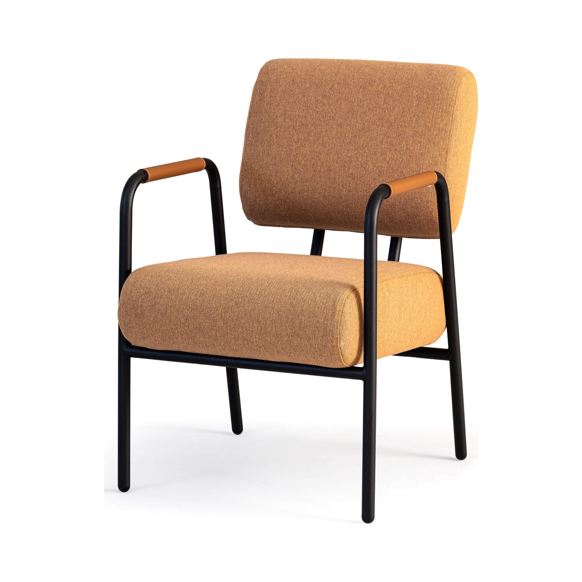 Cosmo Easy Chair in ochre fabric, front view