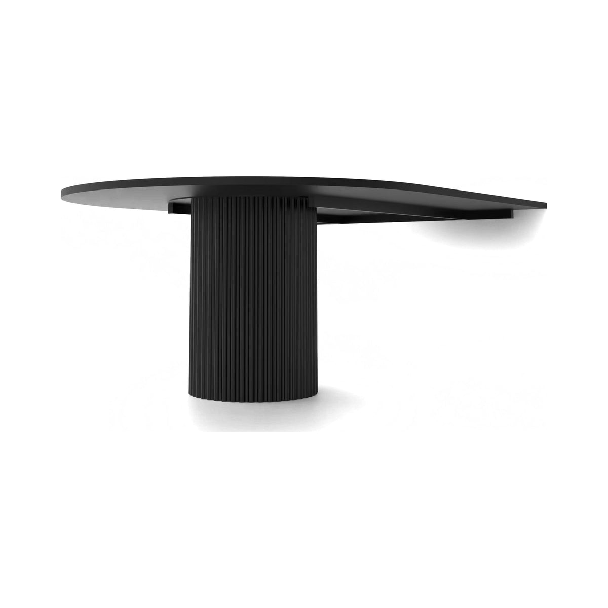 D-End Drum Base with a ribbed black drum, low side view