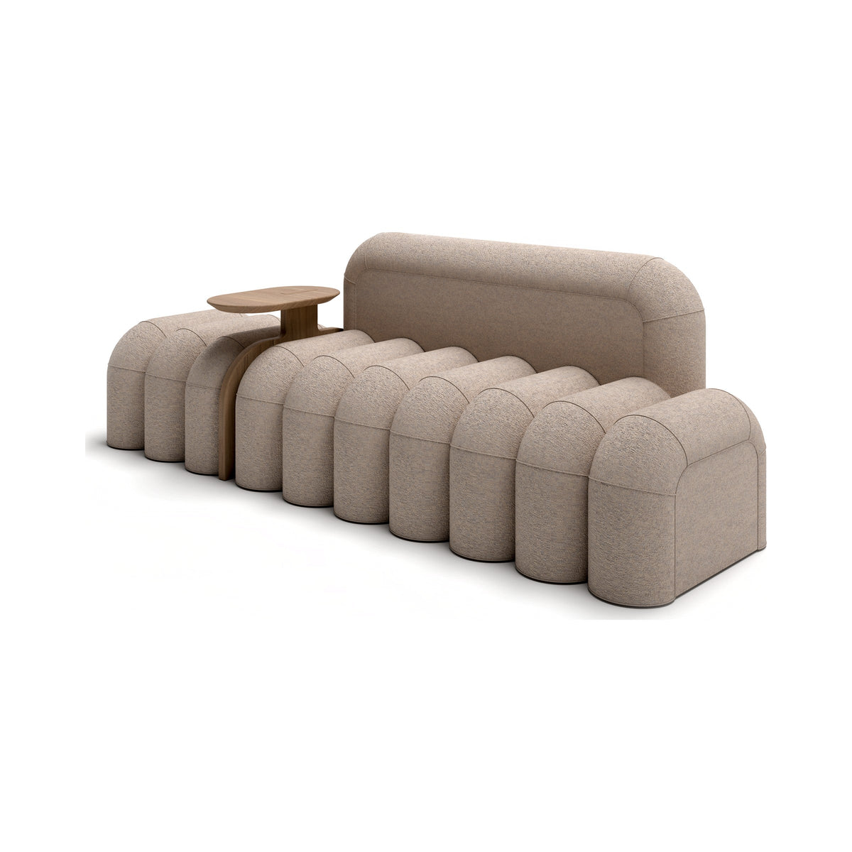 DATUM sofa with side table in taupe