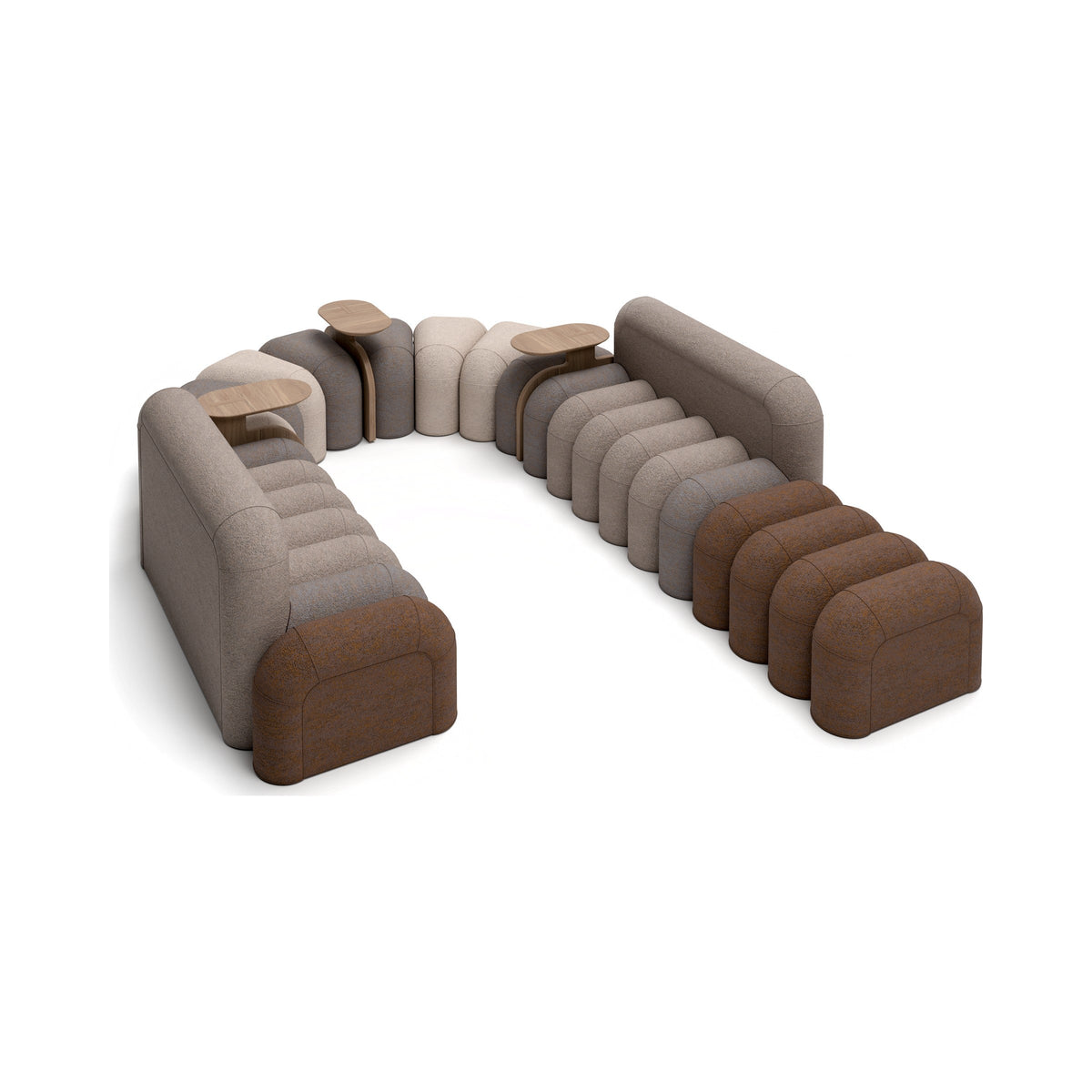 DATUM curved layout in brown