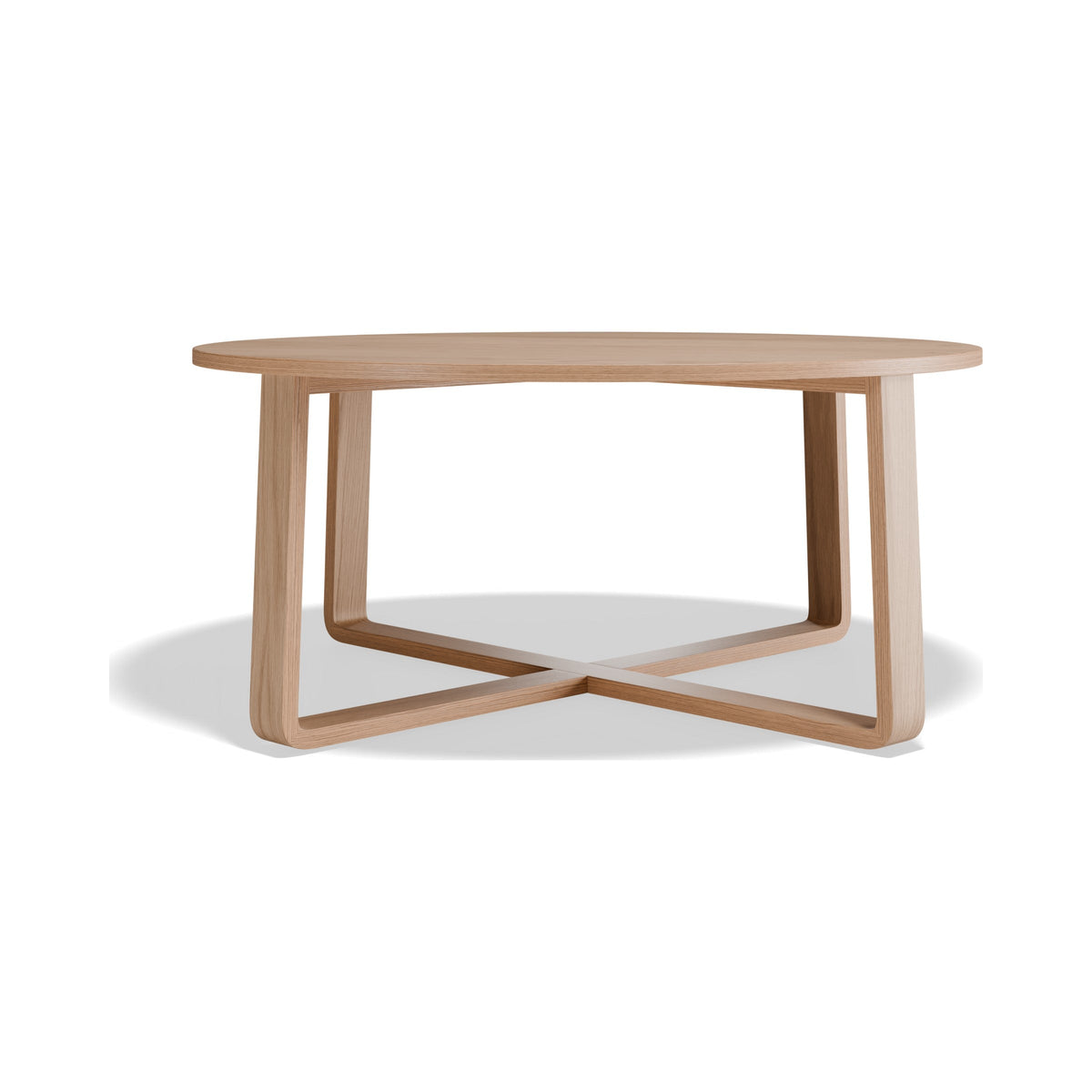 Eddy round coffee table in natural ash, side view