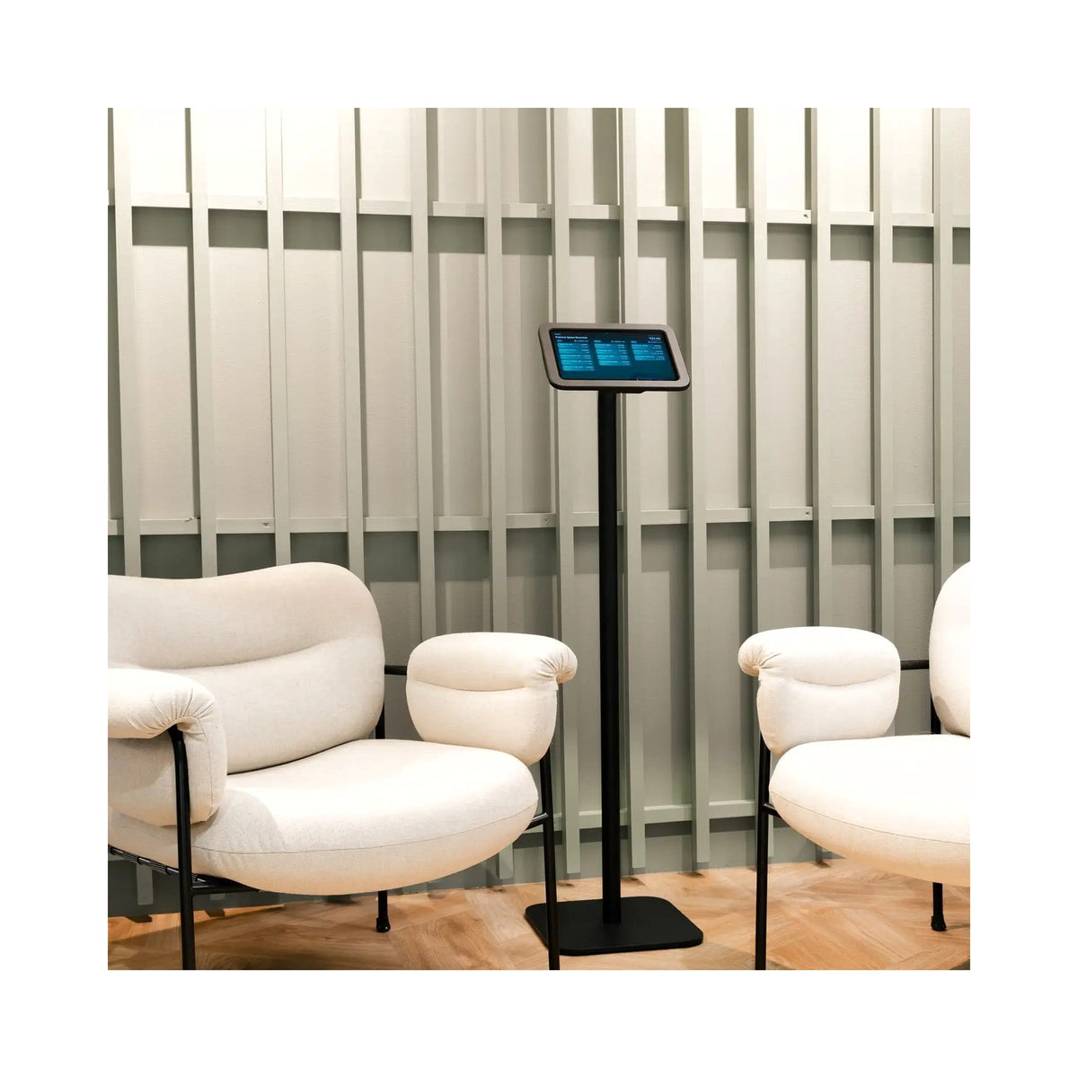 Framery Room Display on the black floor stand