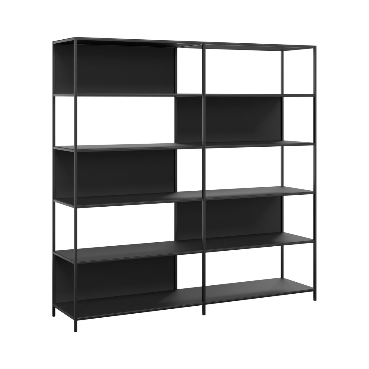 Gambit welded shelving unit in black, angled view
