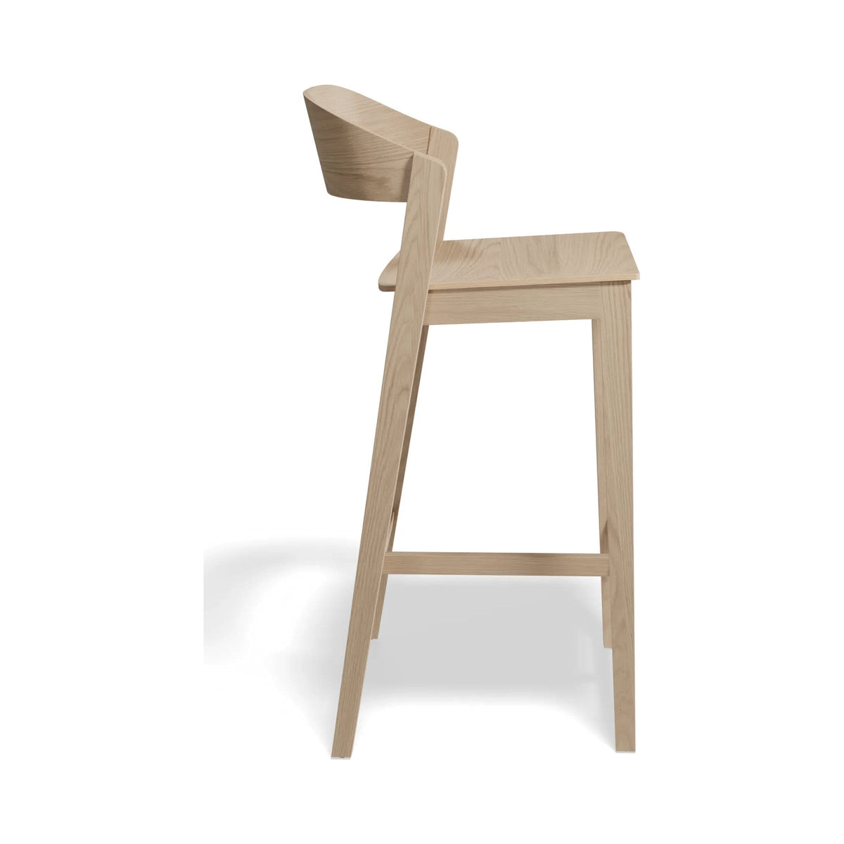Grayson Stool in natural oak, kitchen height, side view