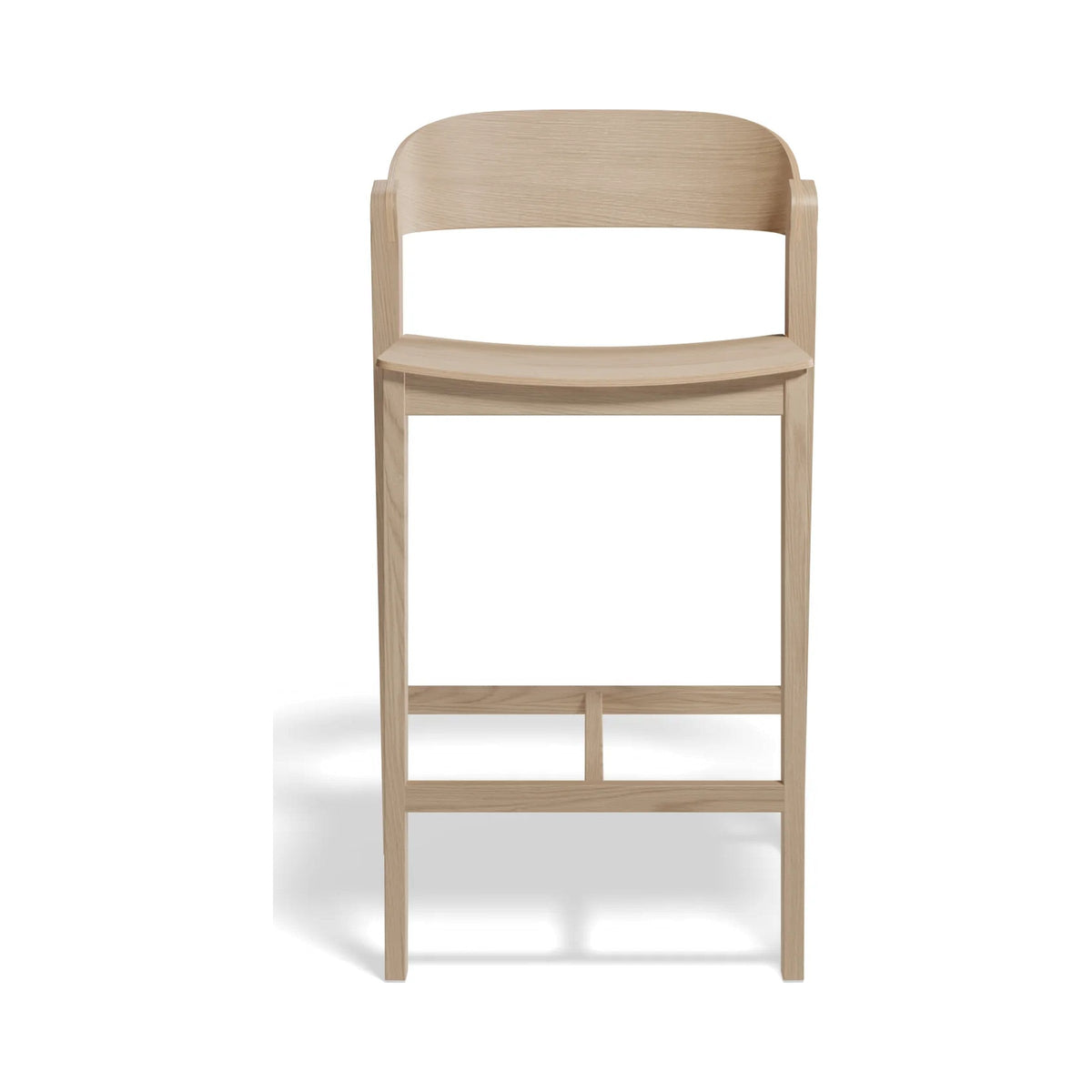 Grayson Stool in natural oak, kitchen height, front view