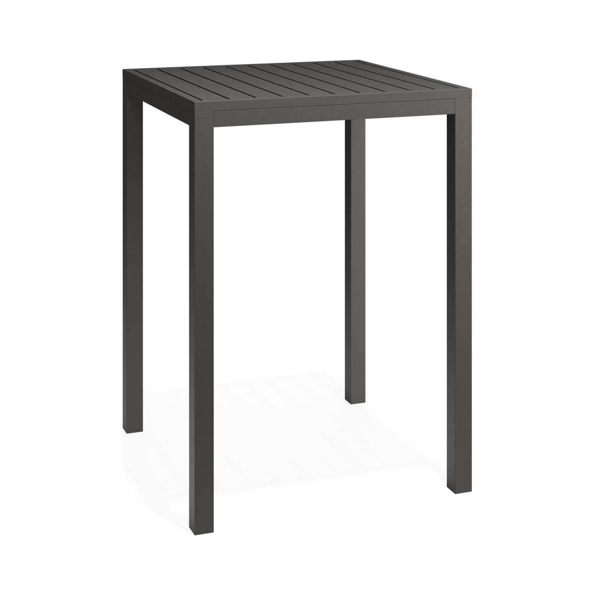 Halki 770 mm square high bar table in charcoal, viewed from above