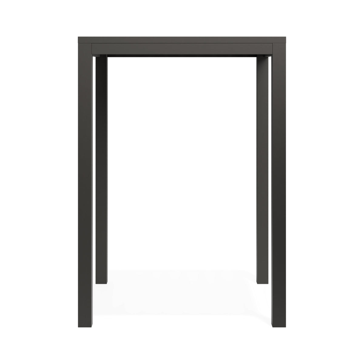 Halki 770 mm square high bar table in charcoal, side view