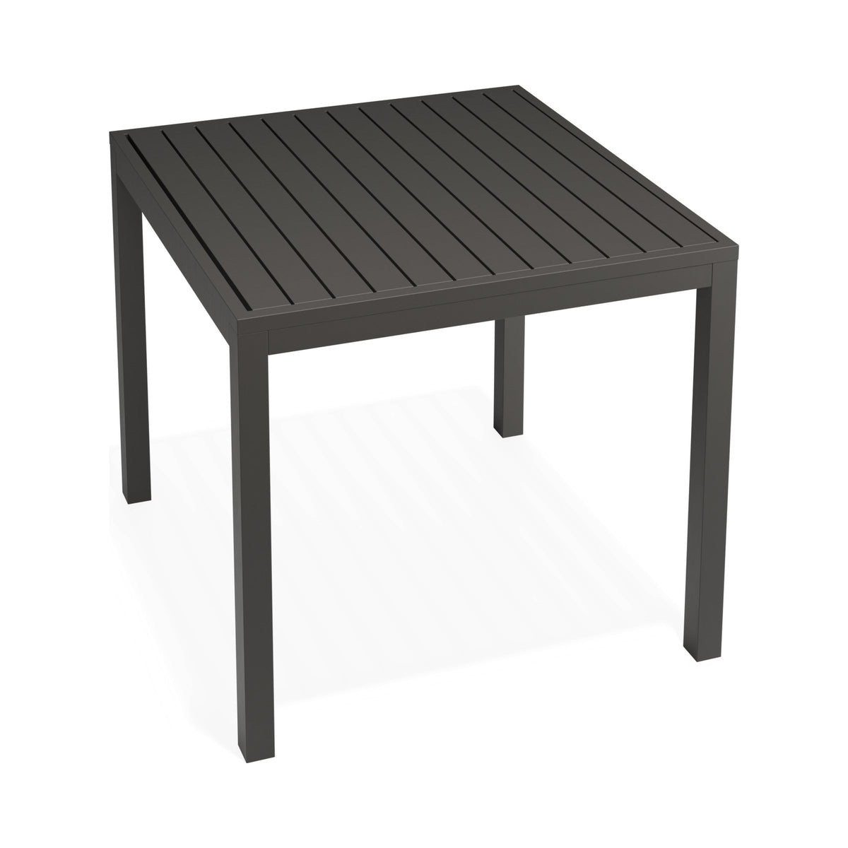 Halki 900 mm square table in charcoal, viewed from above