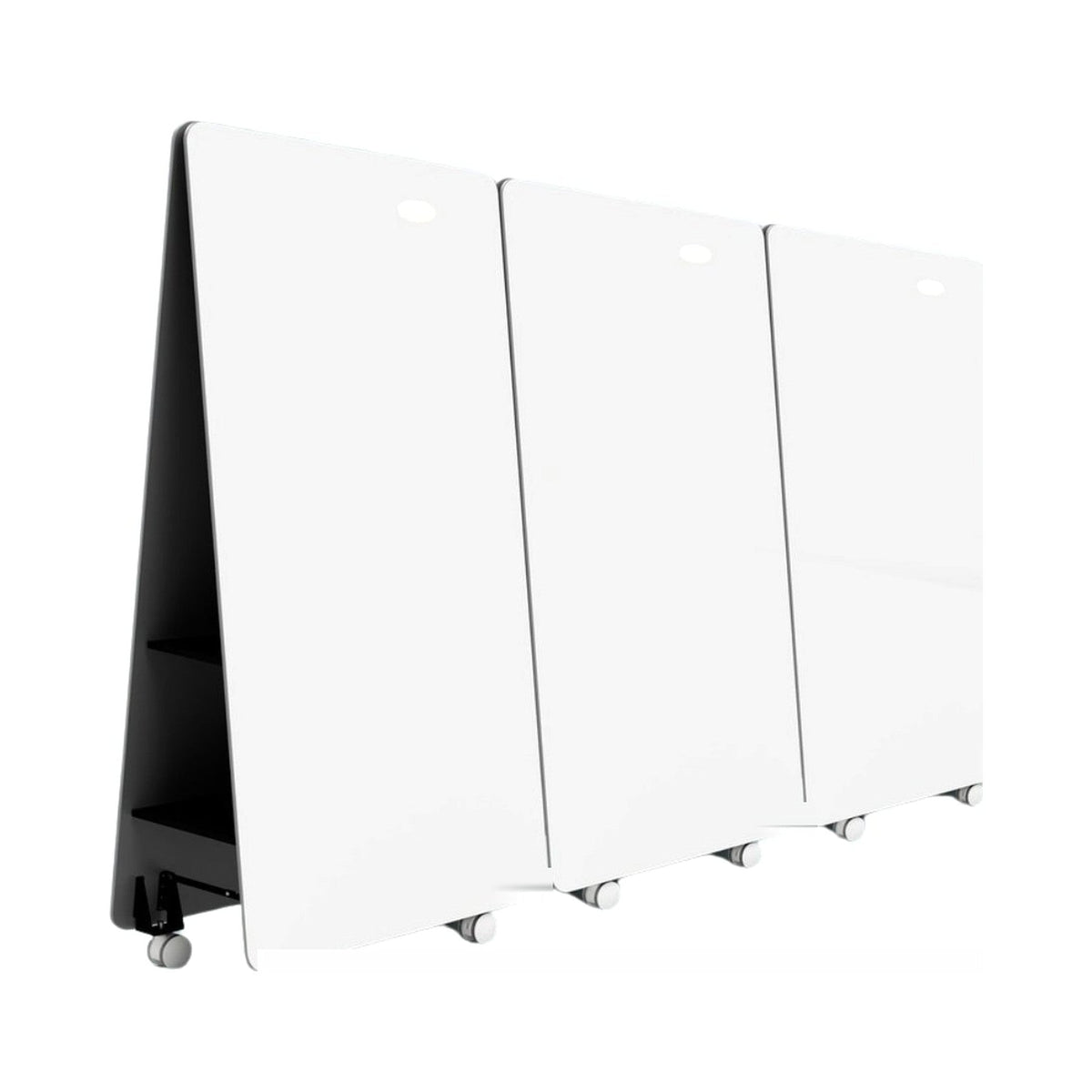 Three JART Mobile A-Frame Whiteboards lined up to make a whiteboard wall