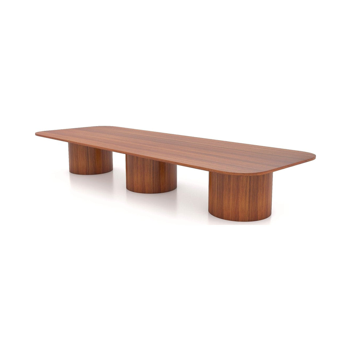 Knox triple-base table in a darker timber