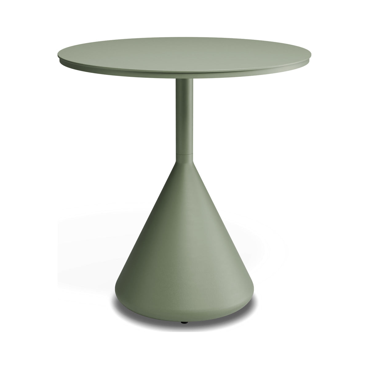 Kora café table in eucalyptus green aluminium, side view