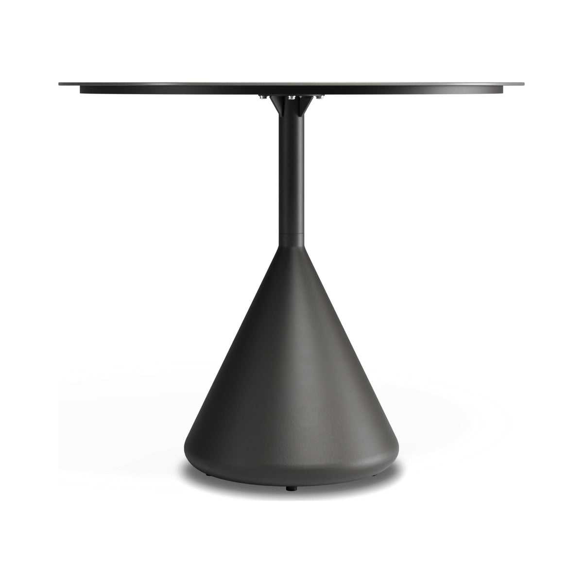 Kora 900 mm café table with charcoal base, low side view