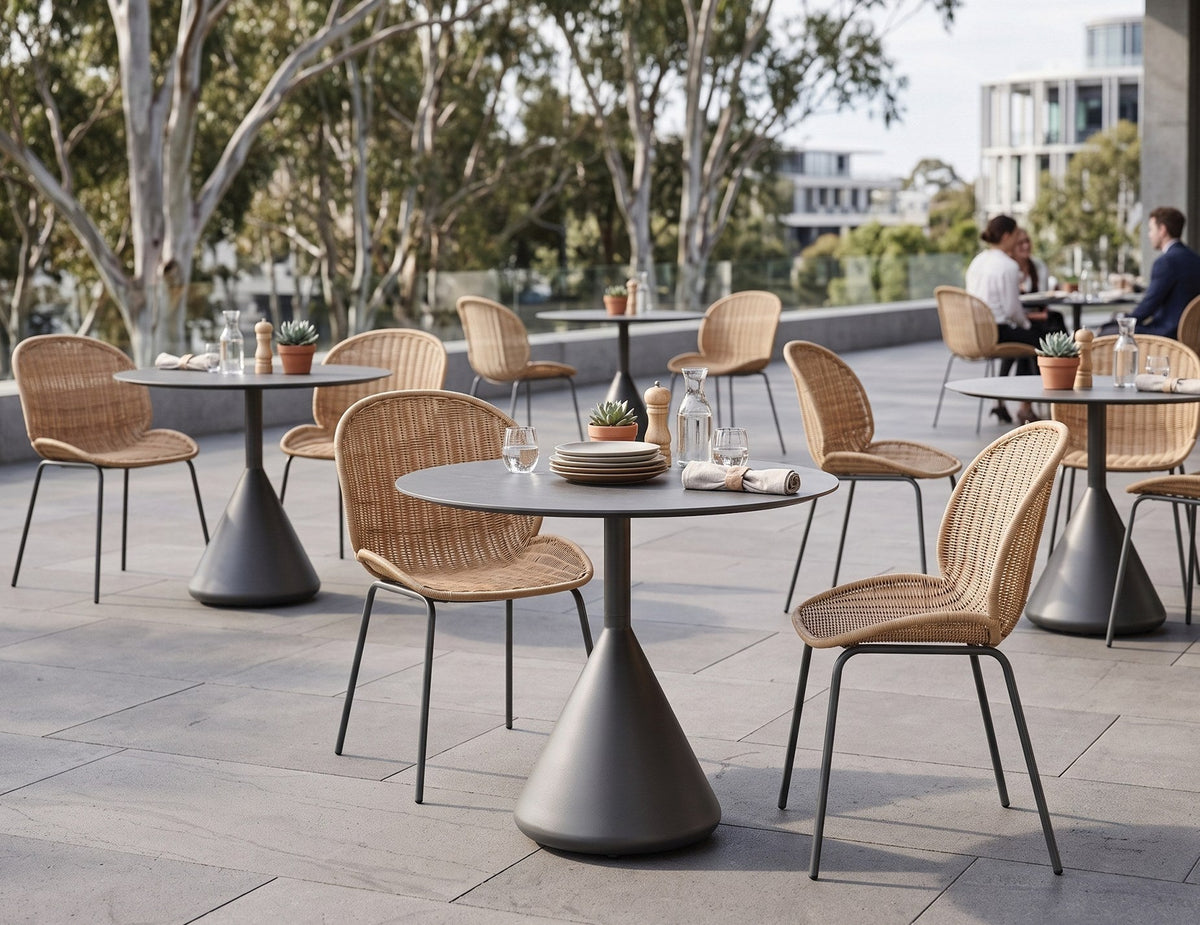 Kora Outdoor Café Table in a styled interior
