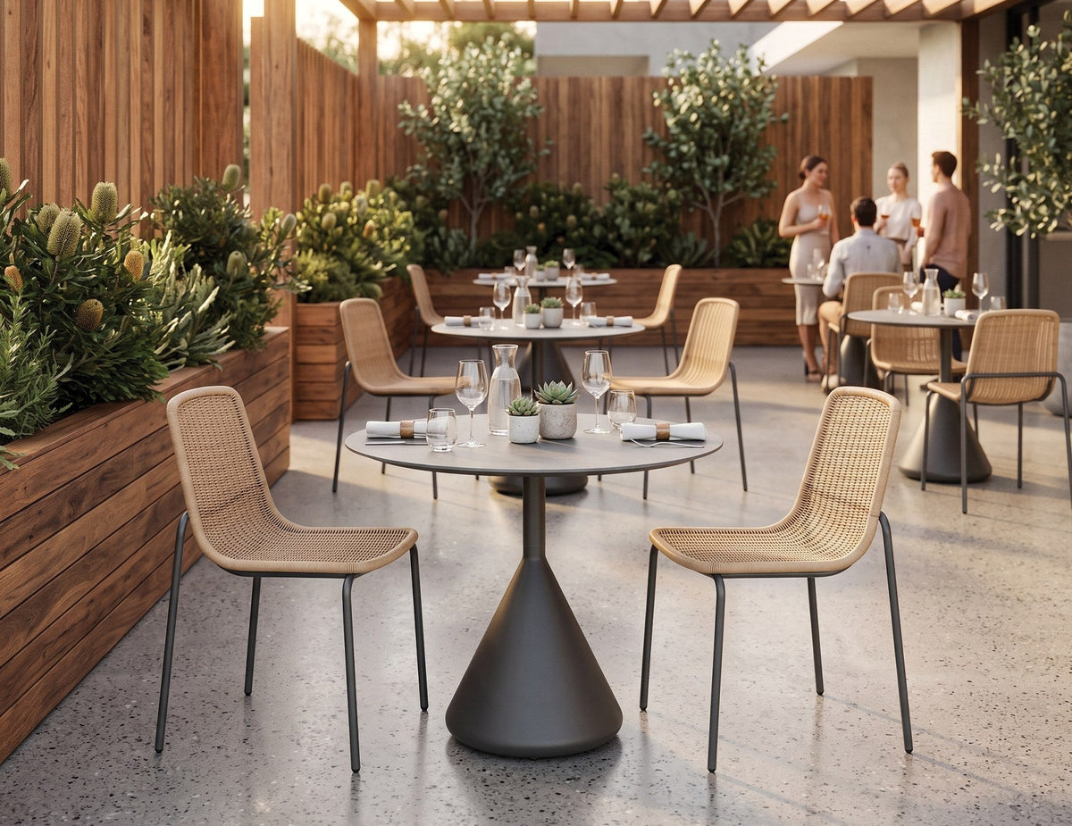 Kora Outdoor Café Table in a styled interior