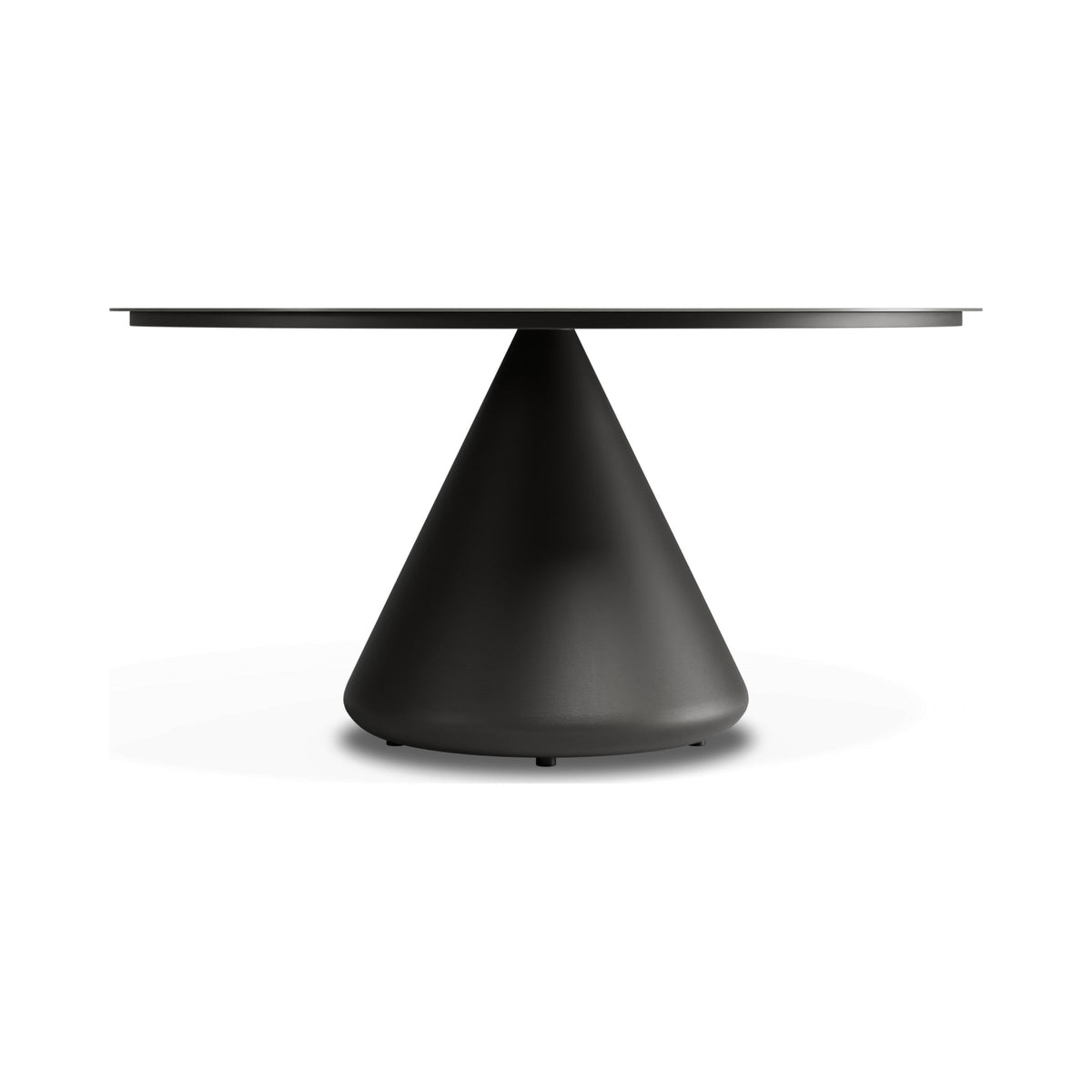 Kora outdoor coffee table with charcoal base and Basalt ceramic top, low side view