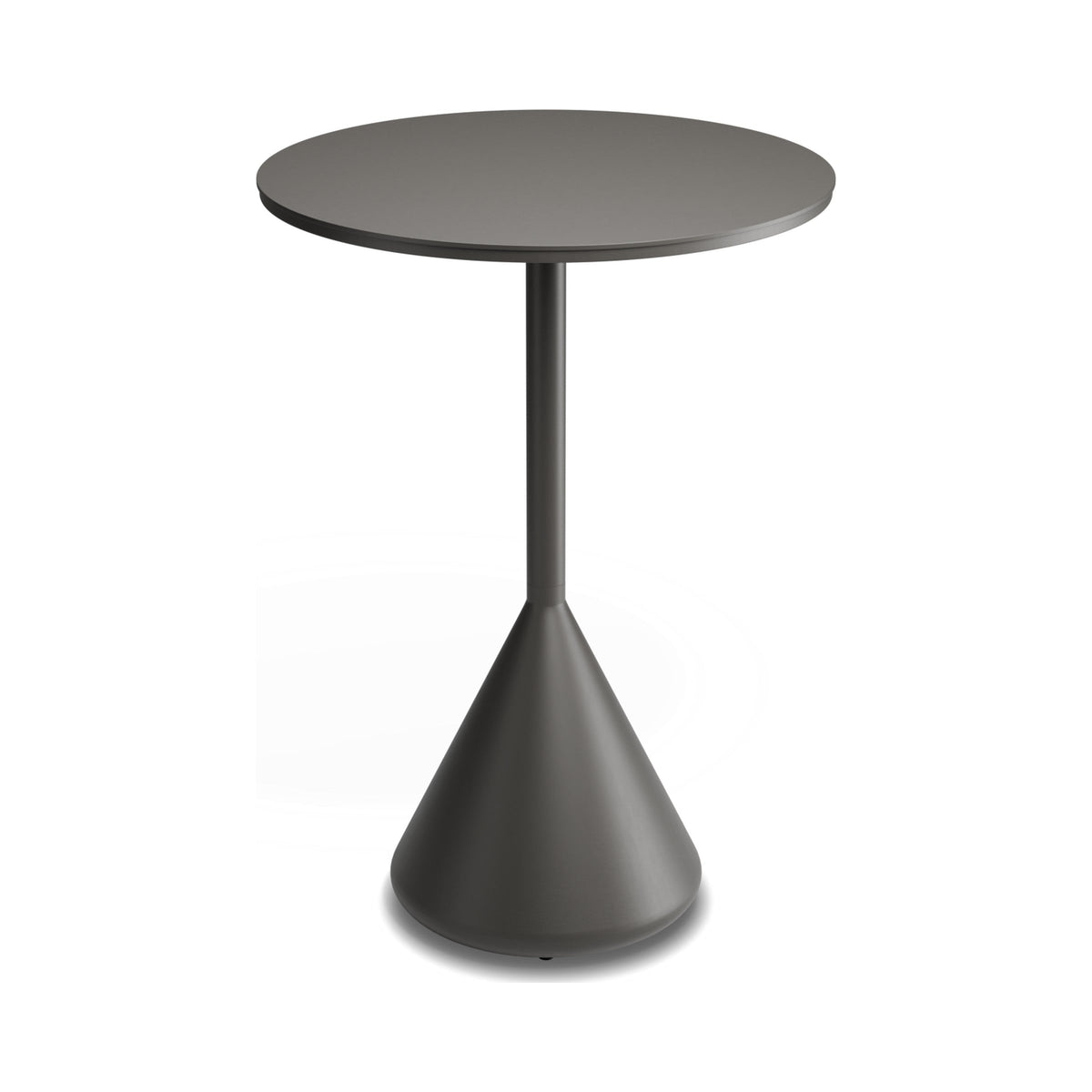 Kora high bar table in charcoal aluminium, three-quarter view