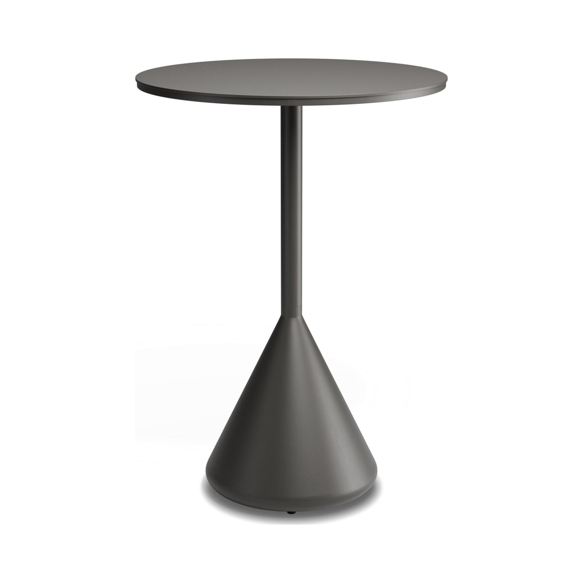 Kora high bar table in charcoal aluminium, side view