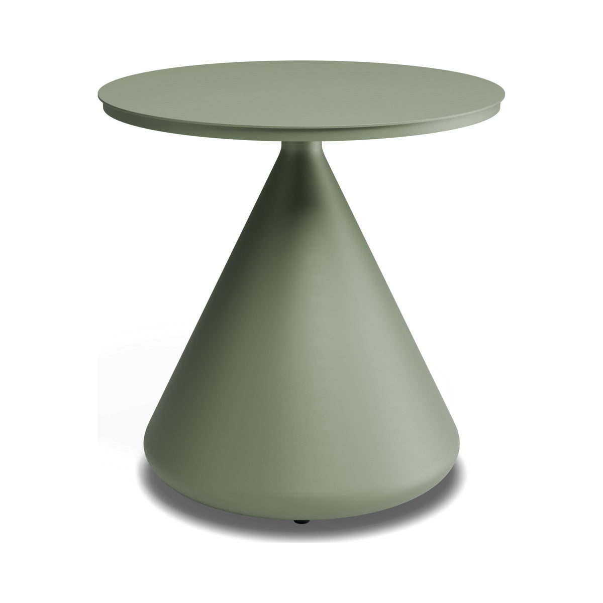 Kora outdoor side table in eucalyptus green, side view