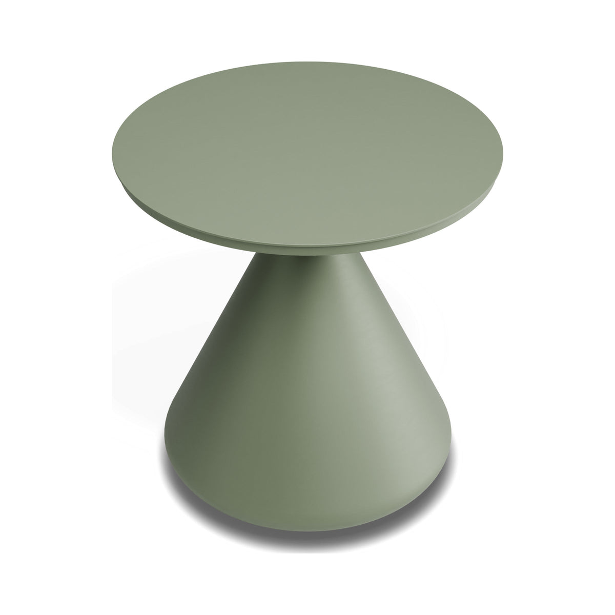 Kora outdoor side table in eucalyptus green, viewed from above