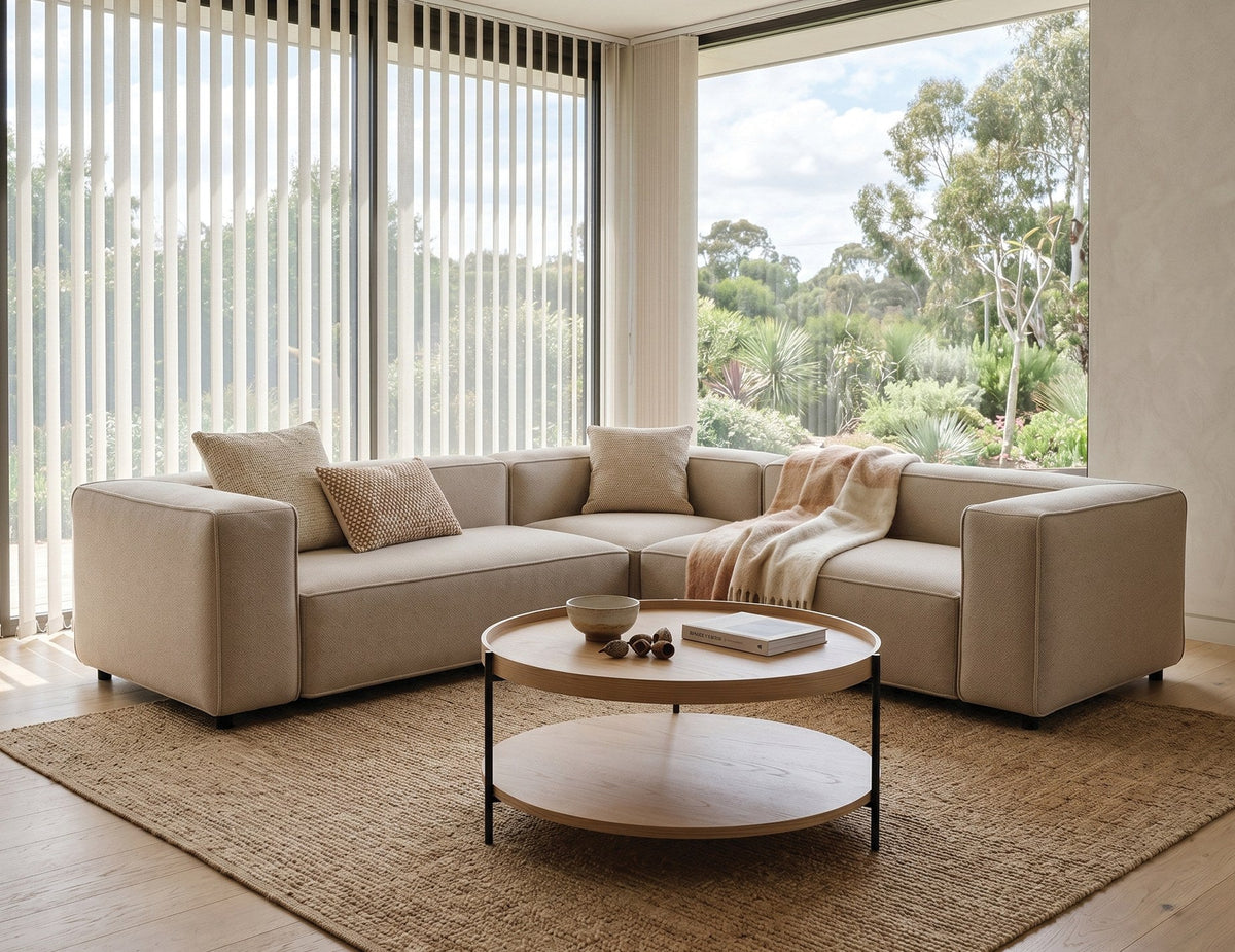 Layer Round Coffee Table in a styled interior