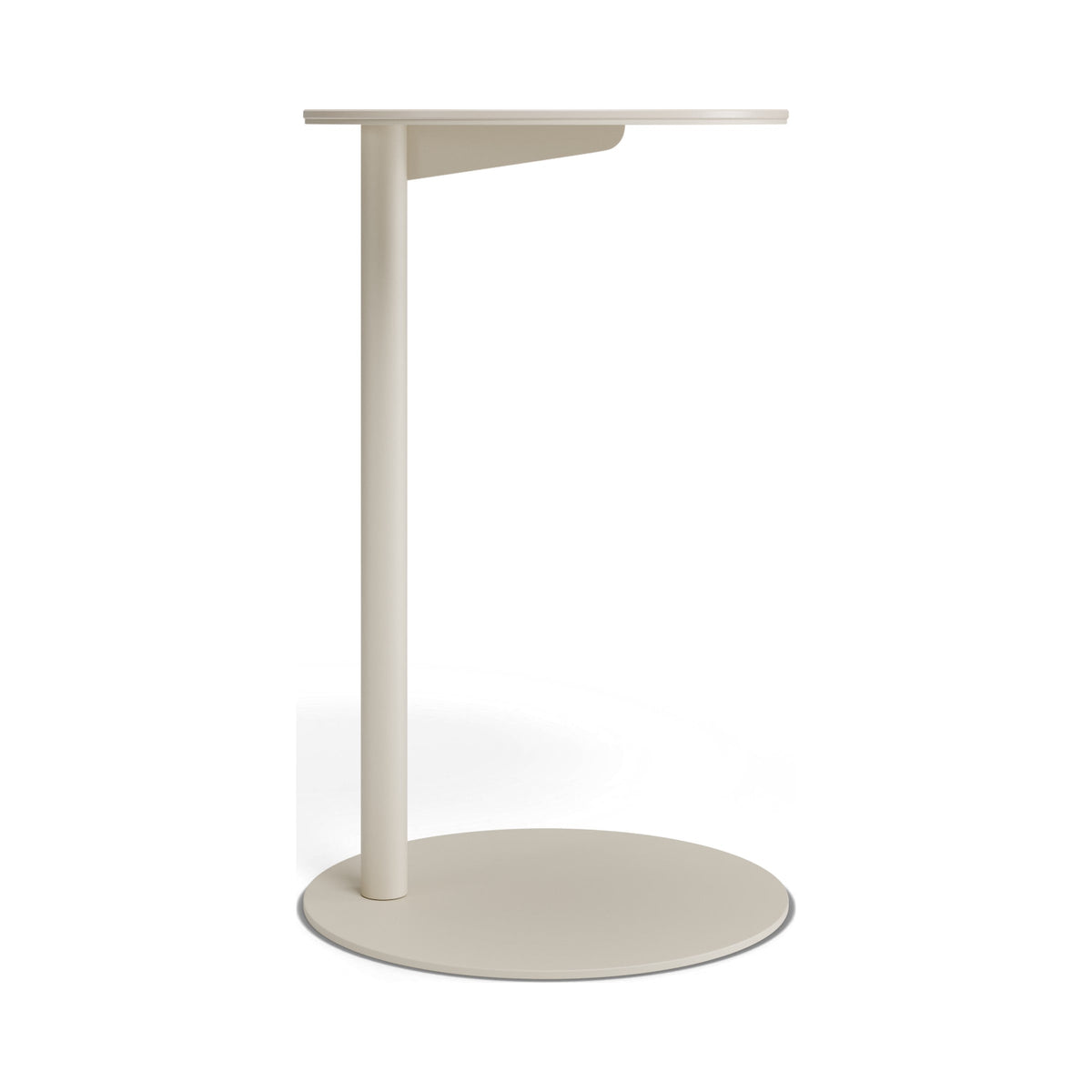 Lira side table in latte, side view