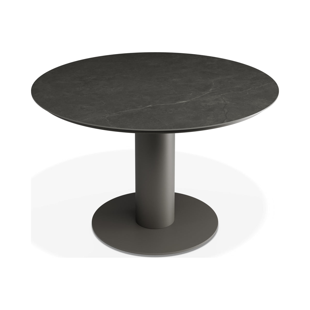 Loma dining table in charcoal with Basalt ceramic top, viewed from above