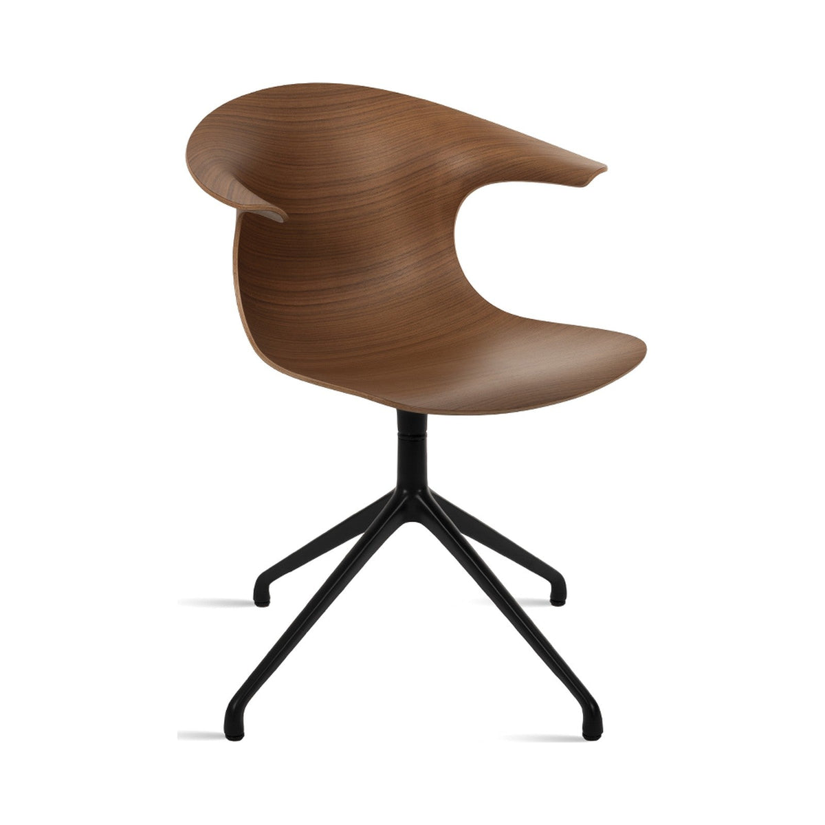 Loop 3D Wood chair on a four-star aluminium base in cherry walnut