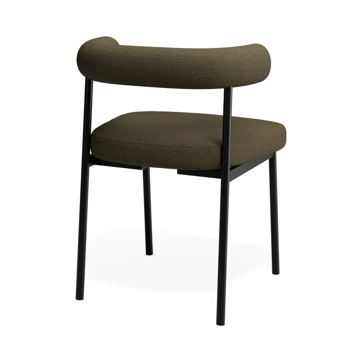 Marlowe Dining Chair in Forest Green with black legs, rear view