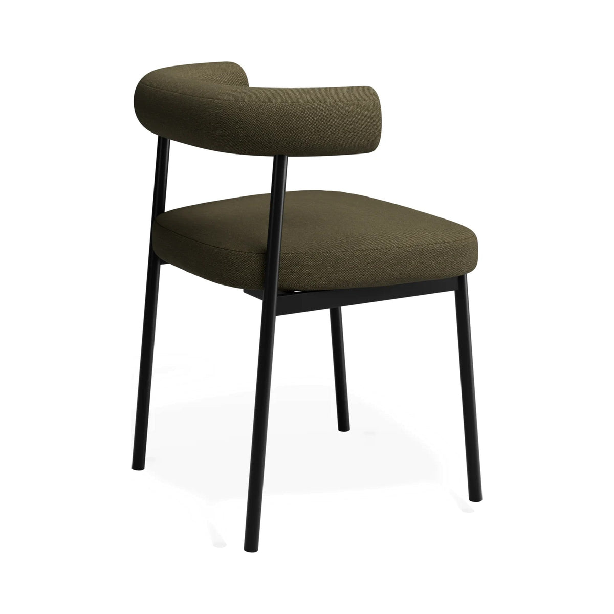 Marlowe Dining Chair in Forest Green with black legs, rear three-quarter view