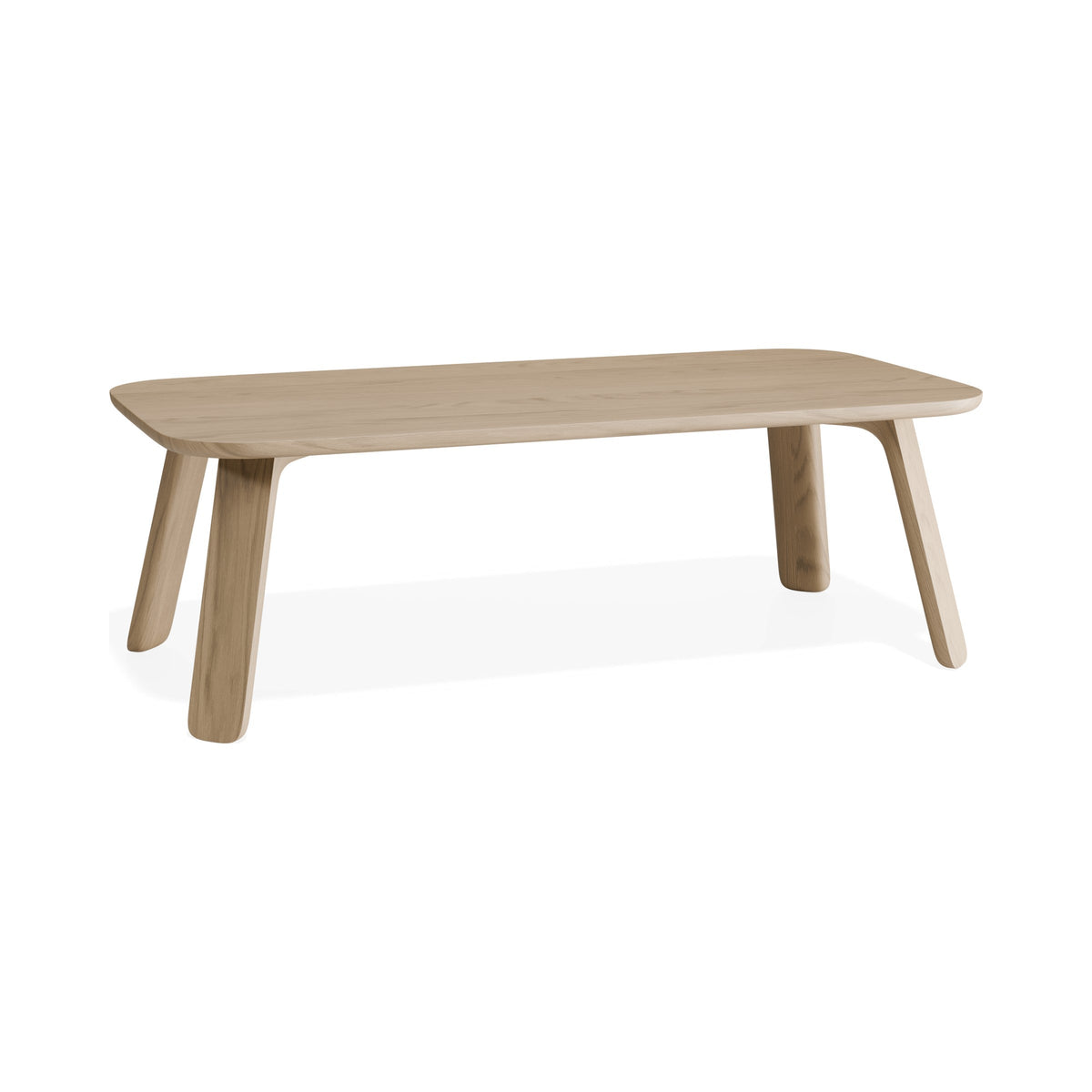 Mateo rectangular coffee table in natural ash, three-quarter view