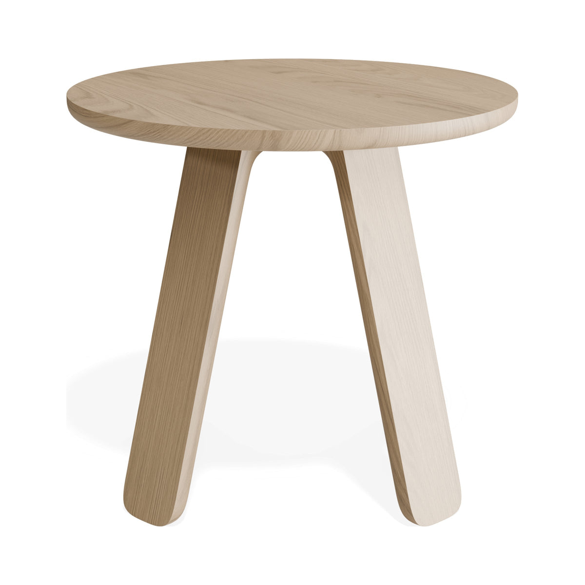 Mateo round side table in natural ash, side view