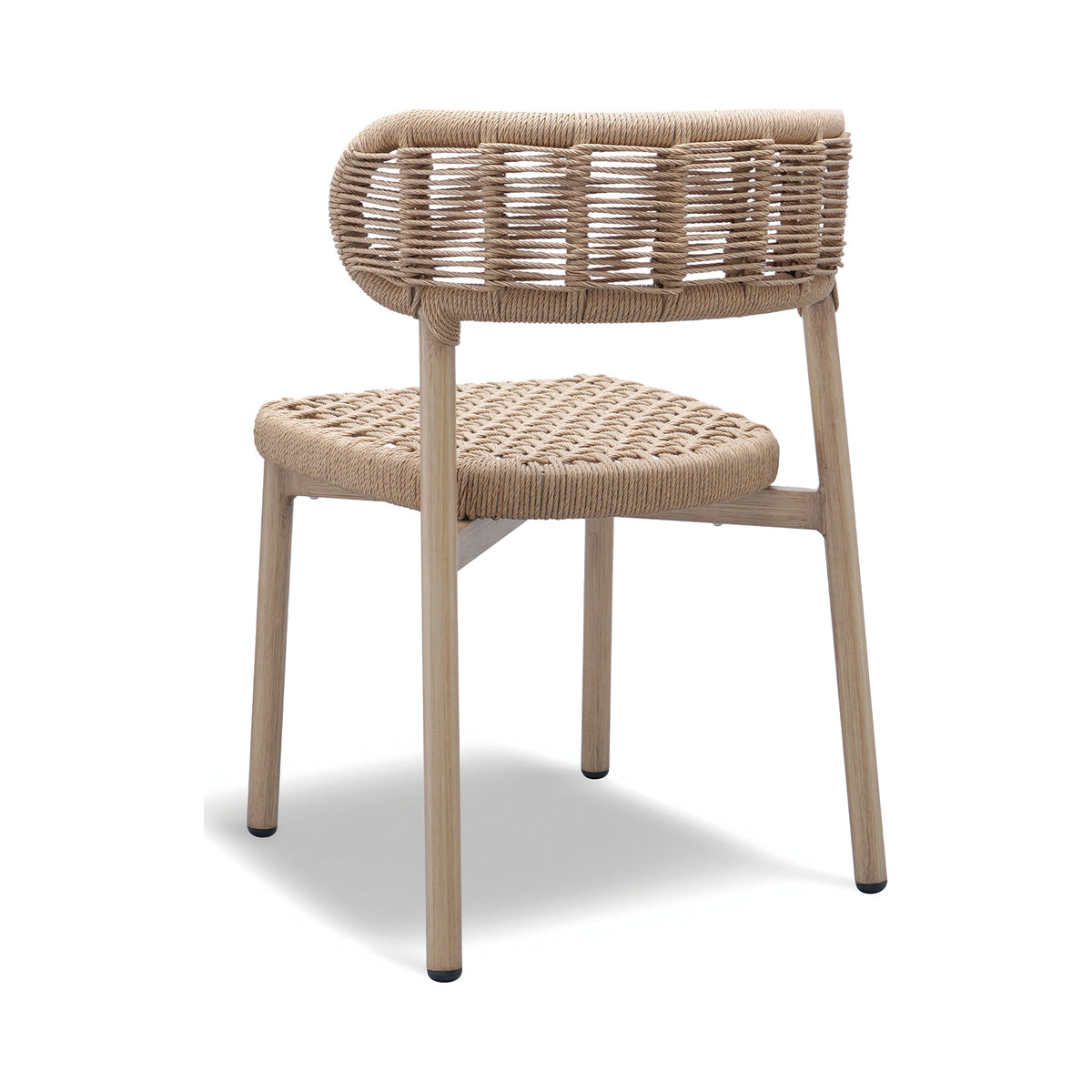 Maya outdoor dining chair, rear three-quarter view