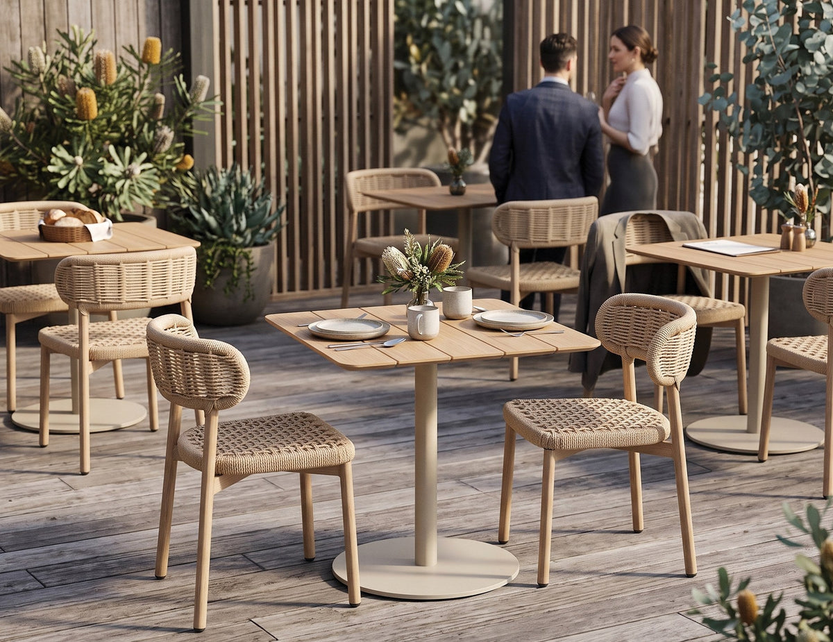 Maya Outdoor Dining Chair in a styled interior