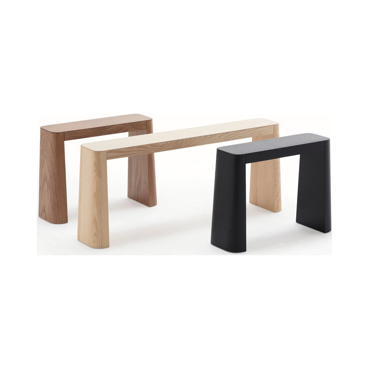 Mule benches in three finishes