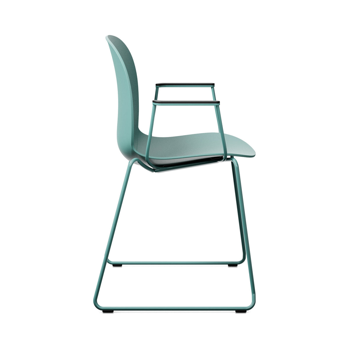 Noor Sledgebase Chair in sea green, side view