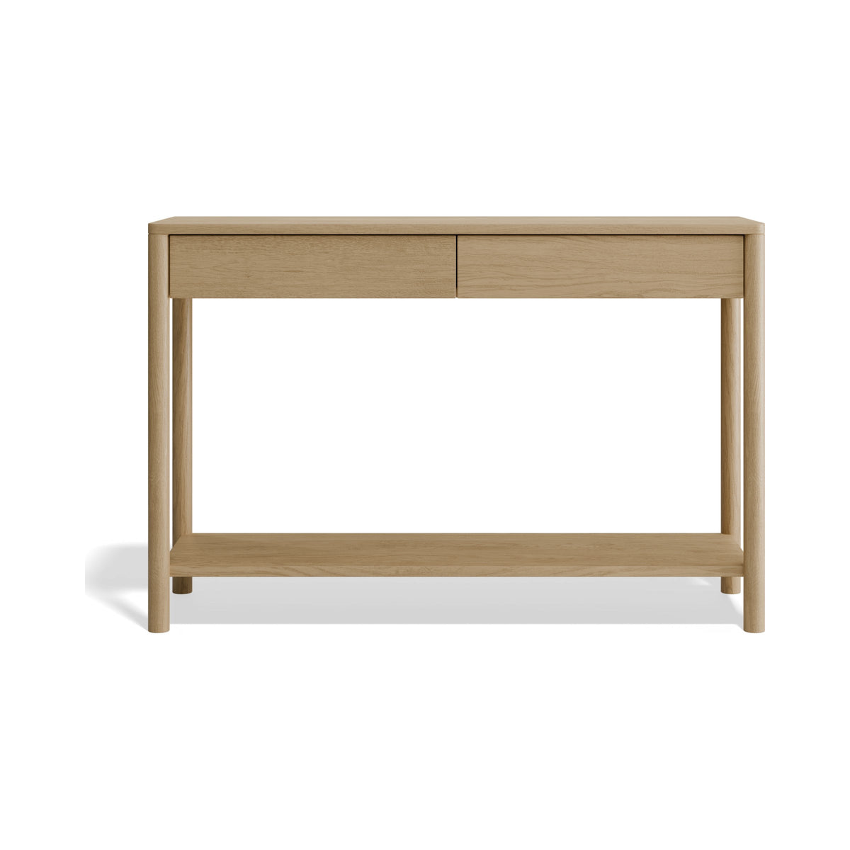 Nordica 1150 mm console table in natural oak, front view
