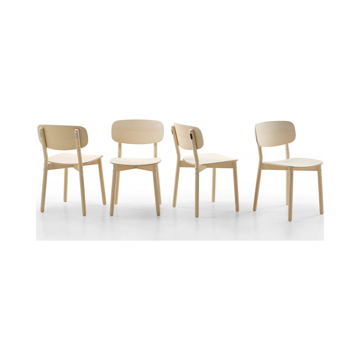 Row of Okidoki chairs in Ash