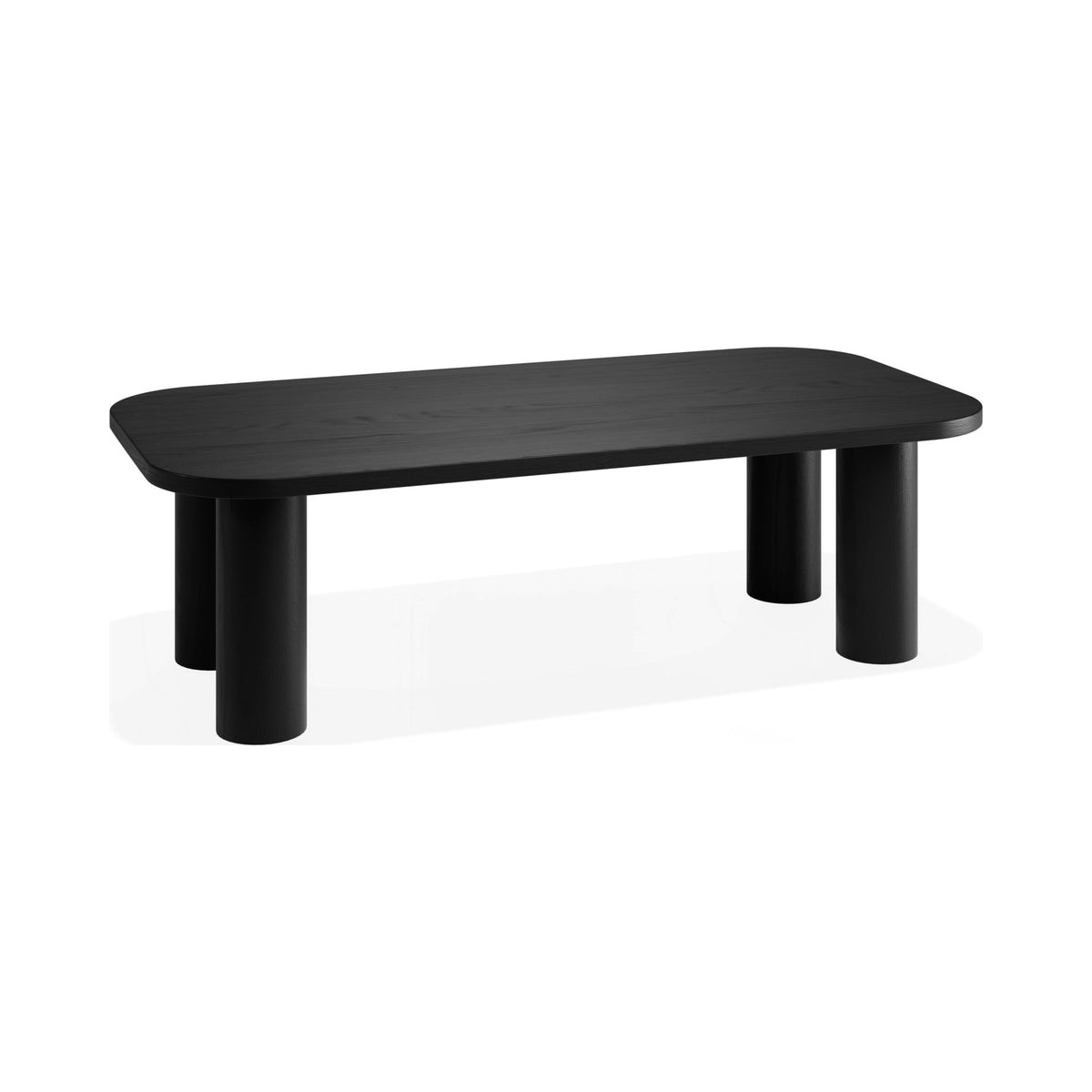 Orbix rectangular coffee table in black stained ash, three-quarter view