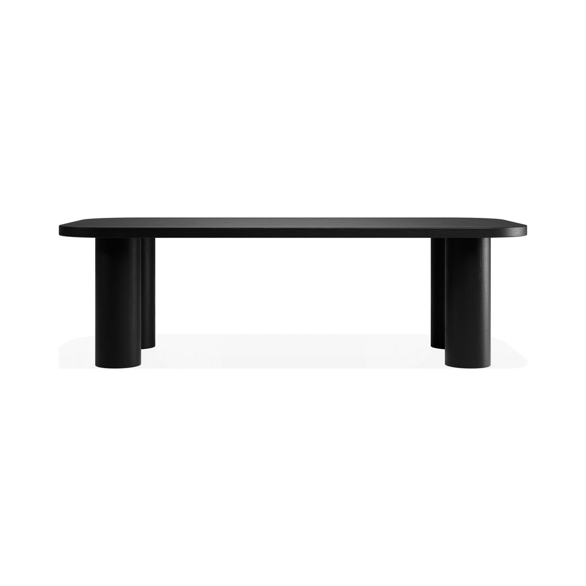 Orbix rectangular coffee table in black stained ash, front view