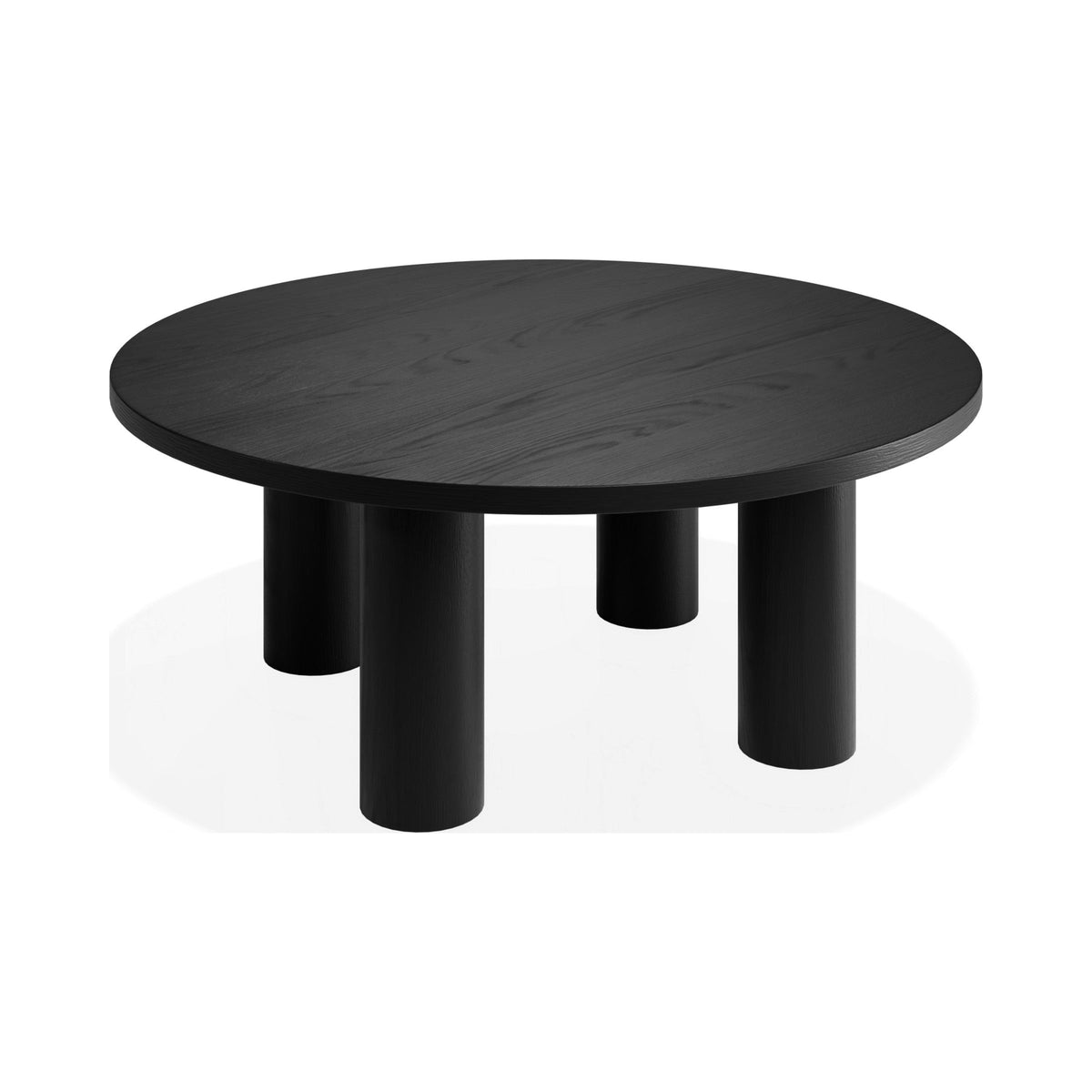 Orbix round coffee table in black stained ash, viewed from above
