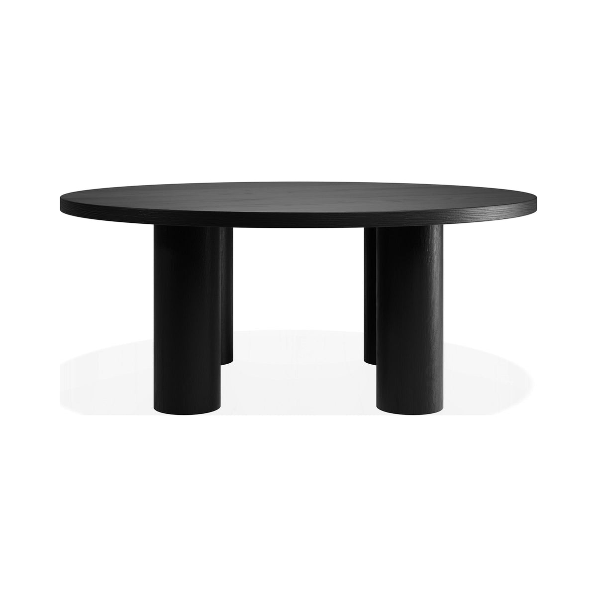 Orbix round coffee table in black stained ash, side view