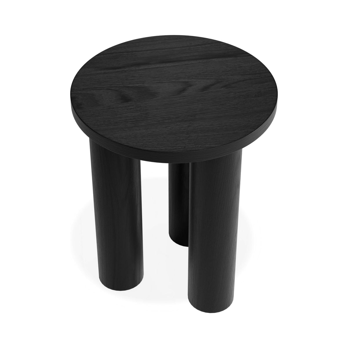 Orbix side table in black stained ash, viewed from above
