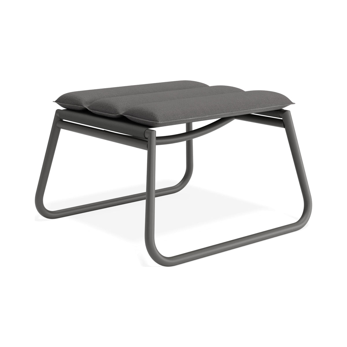 Paloma footrest in charcoal with grey cushion, three-quarter view