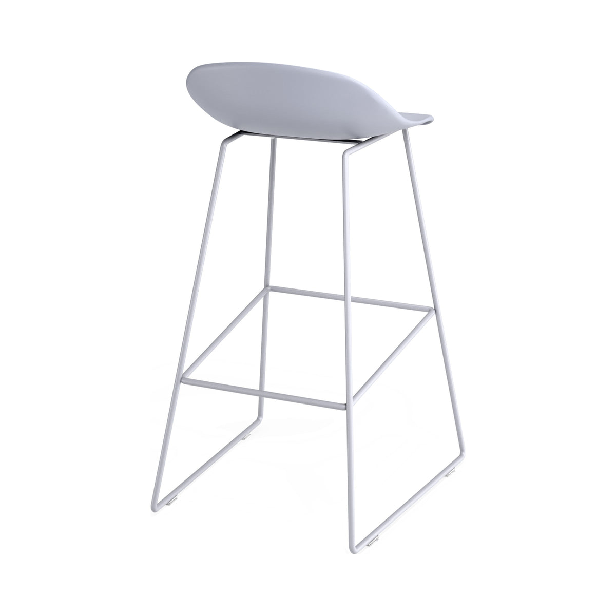 Pop Stool in Powder Blue, bar height, rear three-quarter view