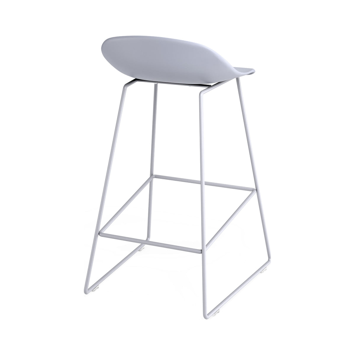 Pop Stool in Powder Blue, kitchen height, rear three-quarter view